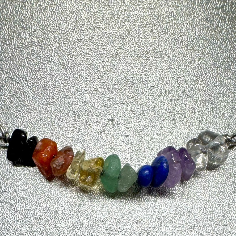 Chakra Gemstone Beaded Necklace on a silver chain New